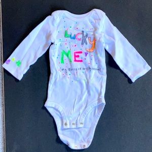 Child of Mine Carter's White Long Sleeve One Piece Body Suit Snap Closure 6-12mo